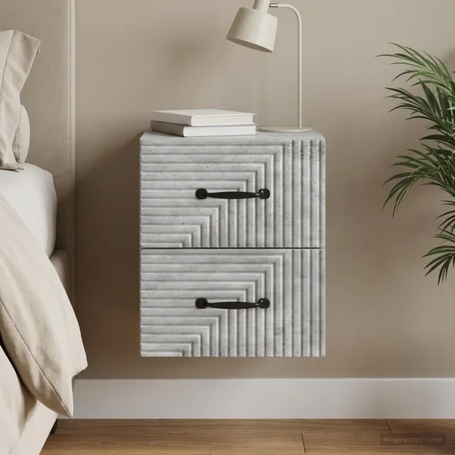 vidaXL Wandbeugel Bedkast Betongrijs 34,5 x 33 x 40 cm Bewerkt hout grijs, foto 2