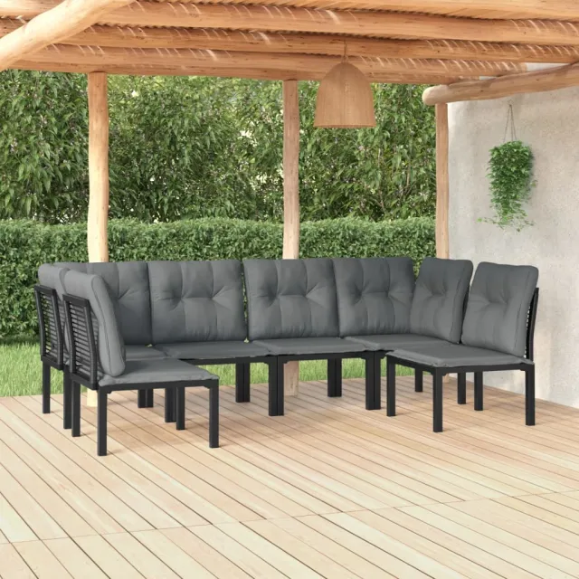 vidaXL 6-delige Loungeset poly rattan zwart en grijs, foto 2