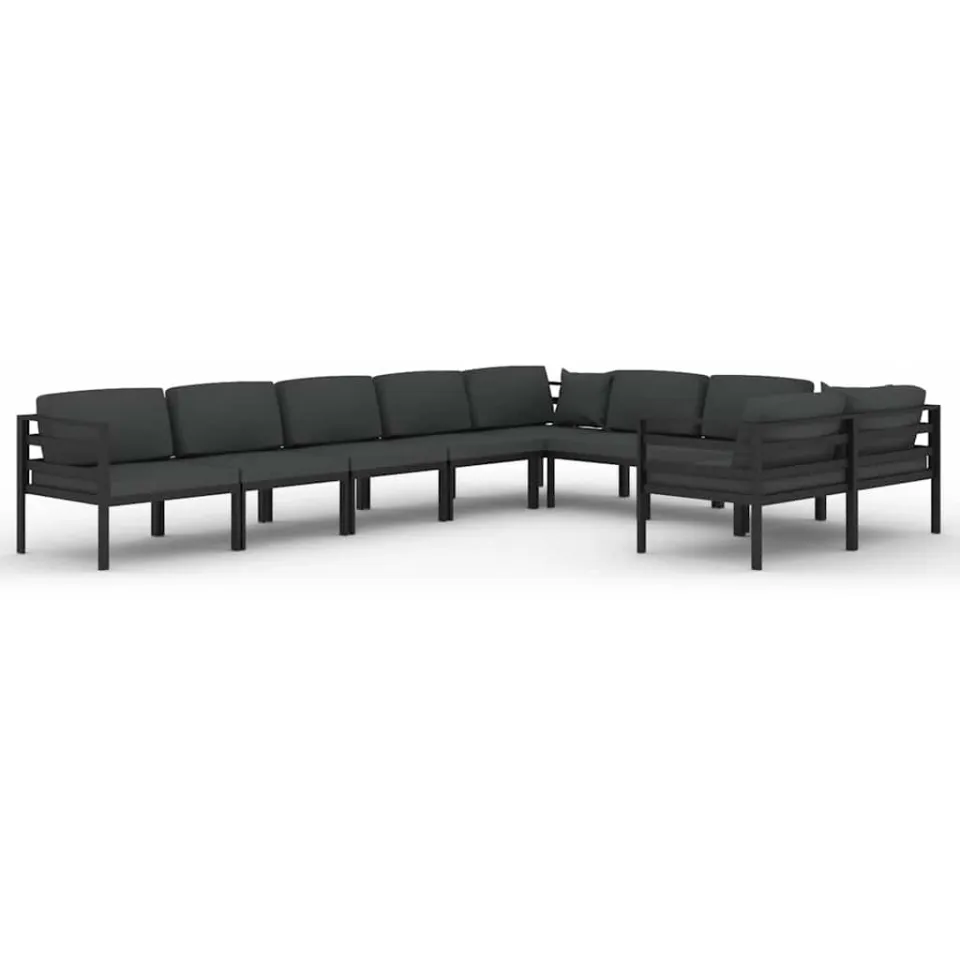 vidaXL 9-delige Loungeset met kussens aluminium antracietkleurig, foto 3