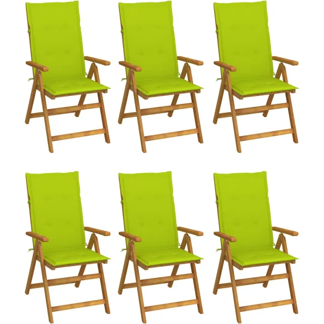 vidaXL Inklapbare stoelen 6 st met kussens massief acaciahout Groen