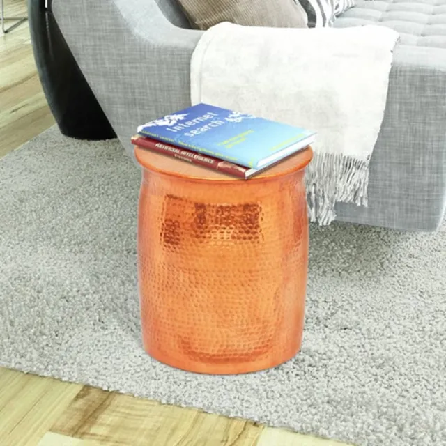 vidaXL Krukje/bijzettafeltje - gehamerd - aluminium - brons/koperkleurig messing