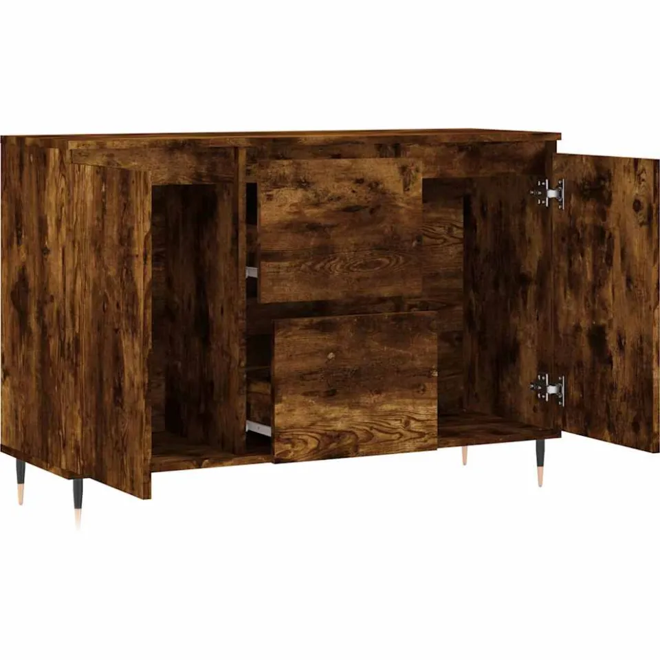 vidaXL Dressoir 101,5x35x70 cm bewerkt hout gerookt eikenkleurig, foto 4