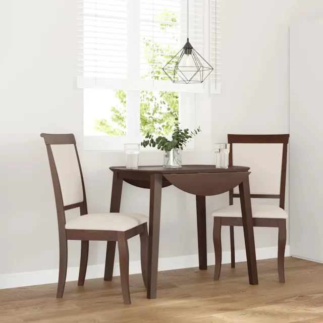 vidaXL Eetkamerstoelen met kussens 2 st massief hout rubber bruin, foto 2