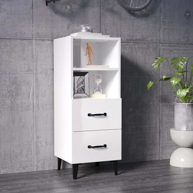 vidaXL Dressoir 34,5x34x90 cm bewerkt hout hoogglans wit, foto 2