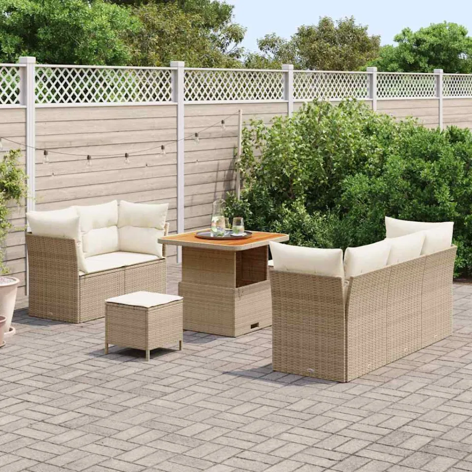 vidaXL Tuin Sofa Set 8 st Beige poly rattan, foto 3