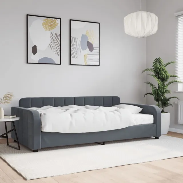 vidaXL Slaapbank met matras 100x200 cm fluweel donkergrijs