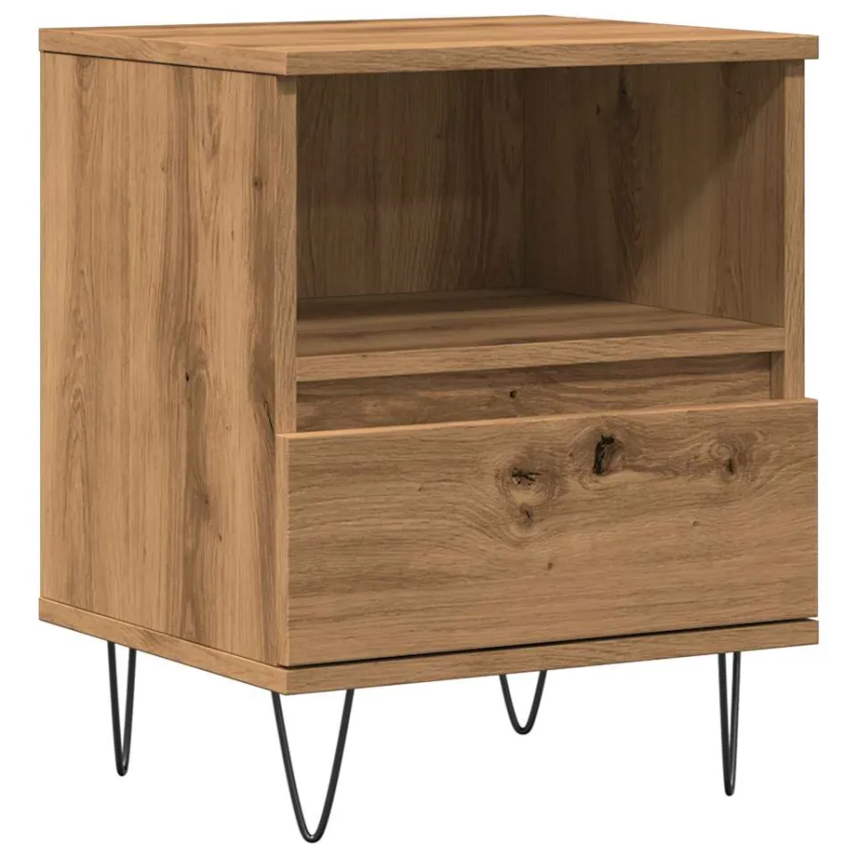 vidaXL Nachtkastje 40x35x50 cm bewerkt hout artisanaal eikenkleur, foto 3