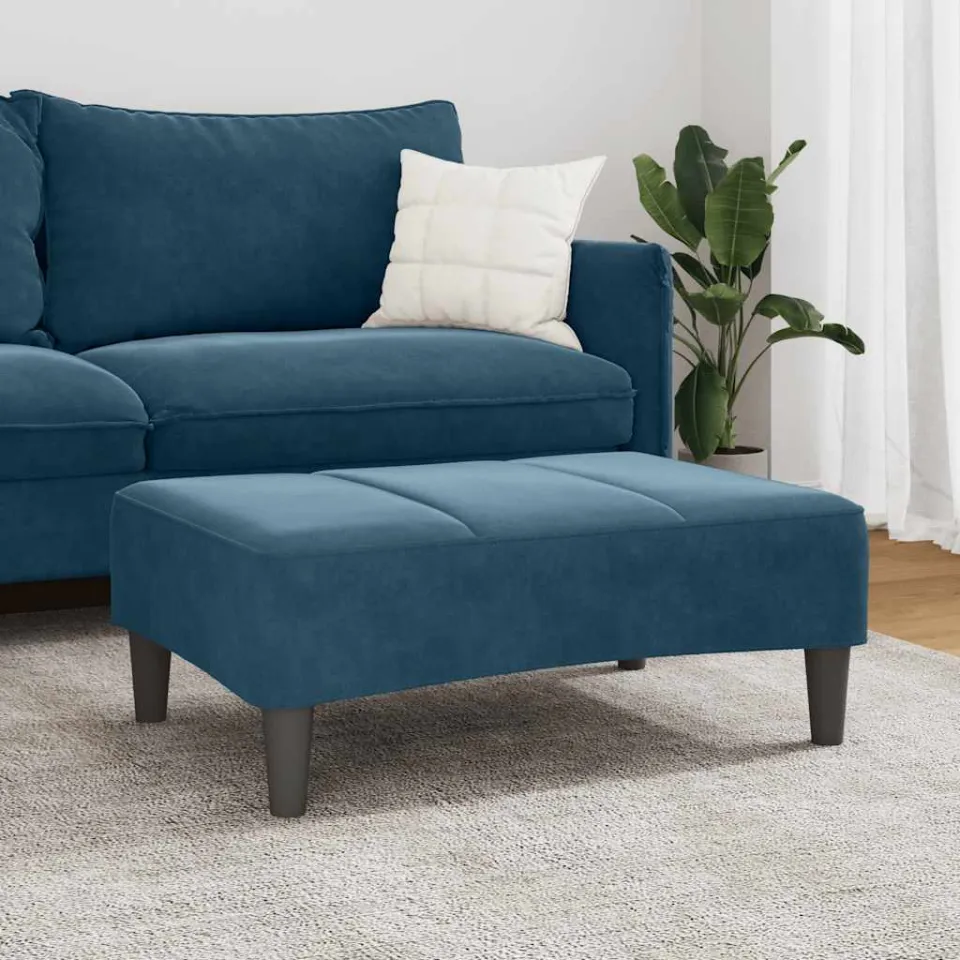 vidaXL Voetenbank 77x55x31 cm fluweel blauw, foto 3