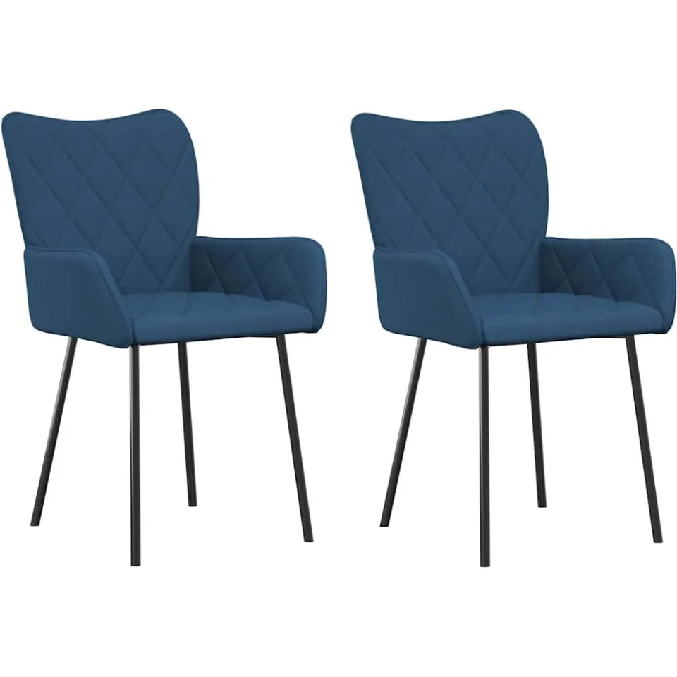 vidaXL Eetkamerstoelen 2 st stof blauw, foto 3