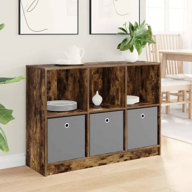 vidaXL Dressoir Gerookt eiken 102 x 32 x 73,5 cm, foto 2