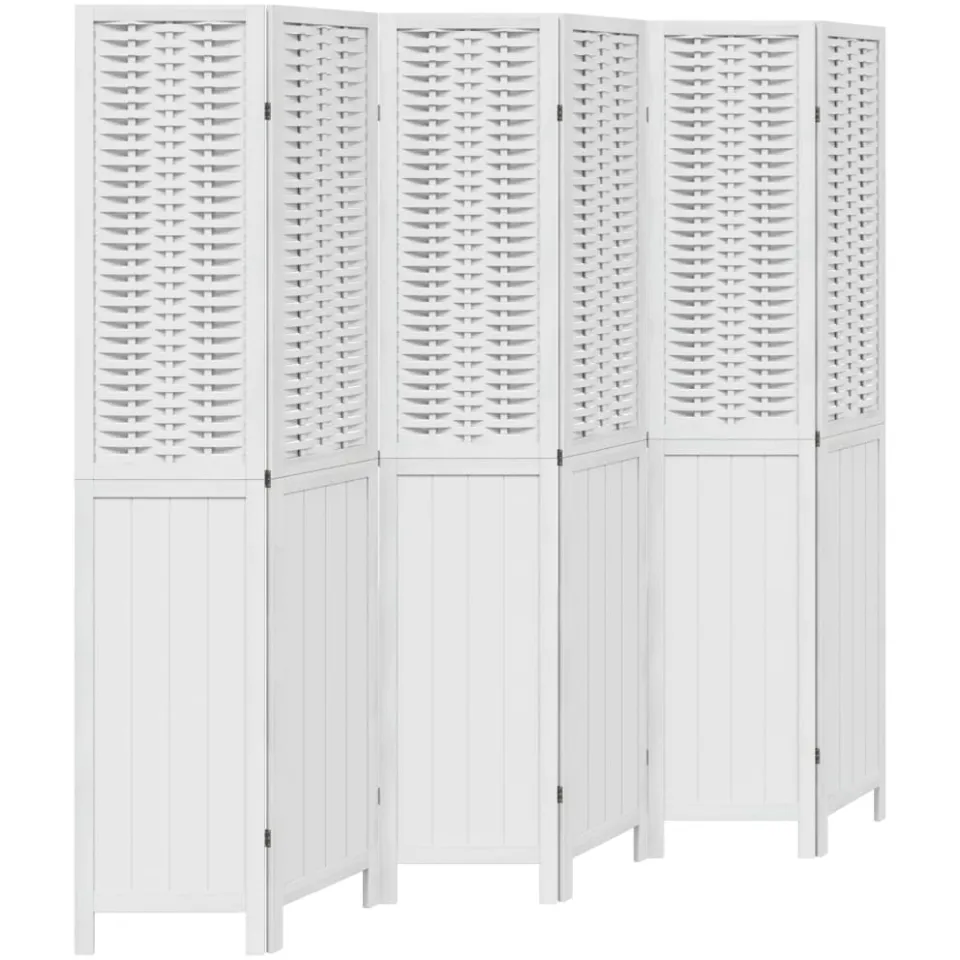 vidaXL Kamerscherm met 6 panelen massief paulowniahout wit