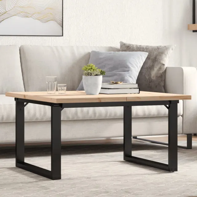 vidaXL Salontafel O-frame 80x80x45,5 cm grenenhout en staal