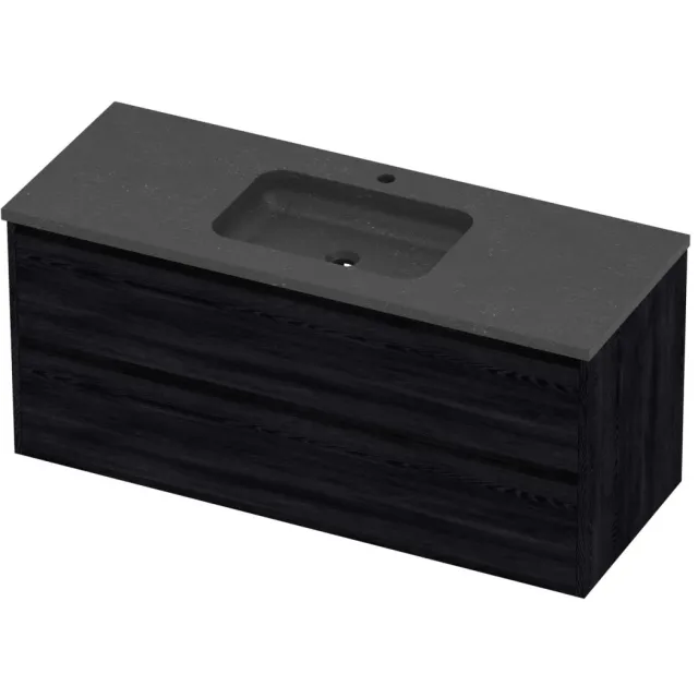 Proline Rollo Badmeubelset Hardsteen Elegant 1 Gat In Kader 120x46x54 cm Blue Stone Black Oak Eiken