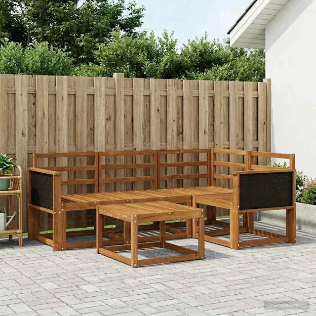 vidaXL Buiten bankenset 5 st 4-zits Naturel Massief Acaciahout Bruin