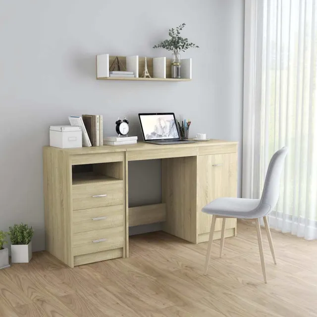 vidaXL Bureau 140x50x76 cm bewerkt hout sonoma eikenkleurig, foto 2