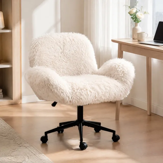 COVREO Bureaustoel 60 x 50 x 92,2 cm beige, stof, draaibaar met wielen
