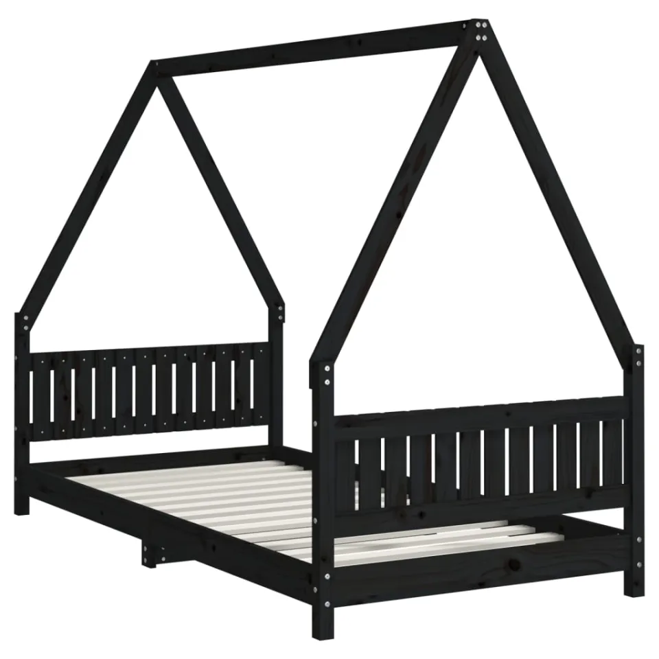 vidaXL Kinderbedframe 90x190 cm massief grenenhout zwart