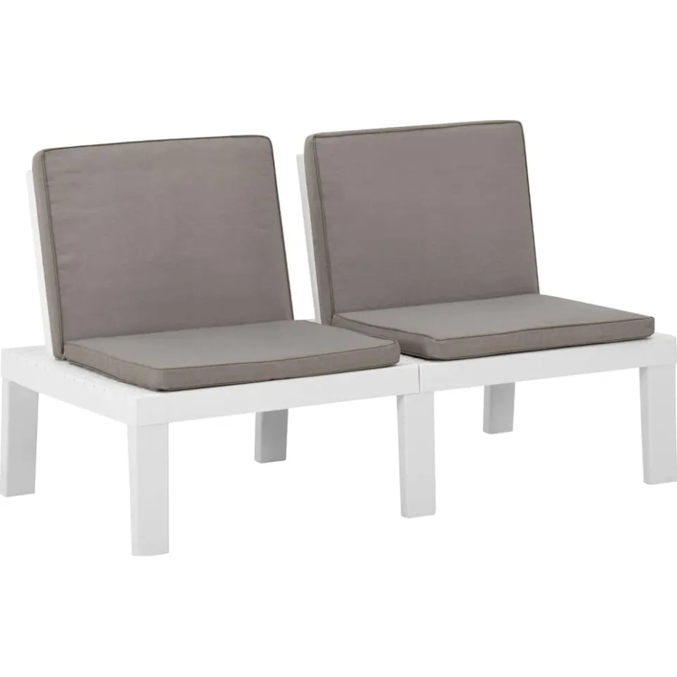 vidaXL 2-delige Loungeset met kussens kunststof wit, foto 4