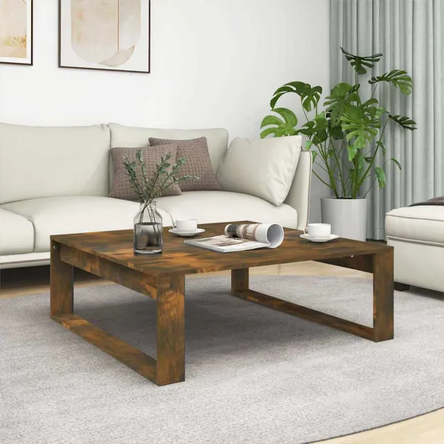 vidaXL Salontafel 100x100x35 cm bewerkt hout gerookt eikenkleurig, foto 2