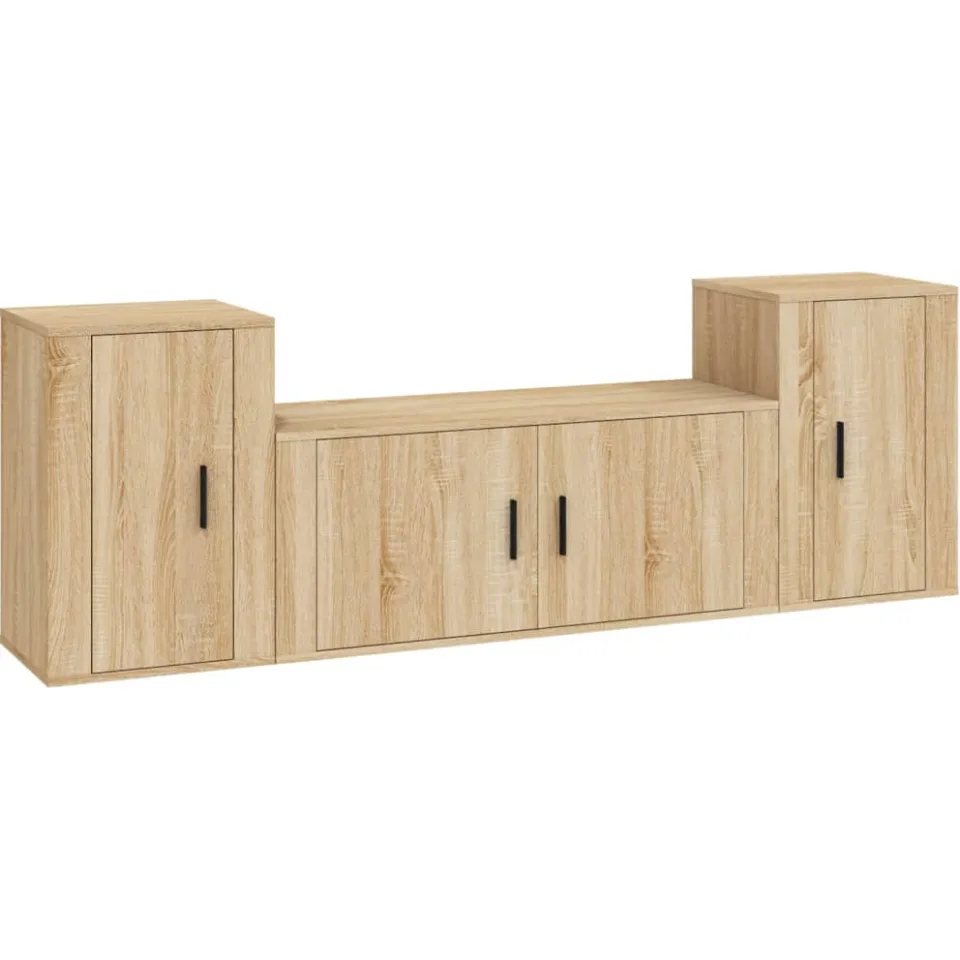 vidaXL 3-delige Tv-meubelset bewerkt hout sonoma eikenkleurig, foto 3