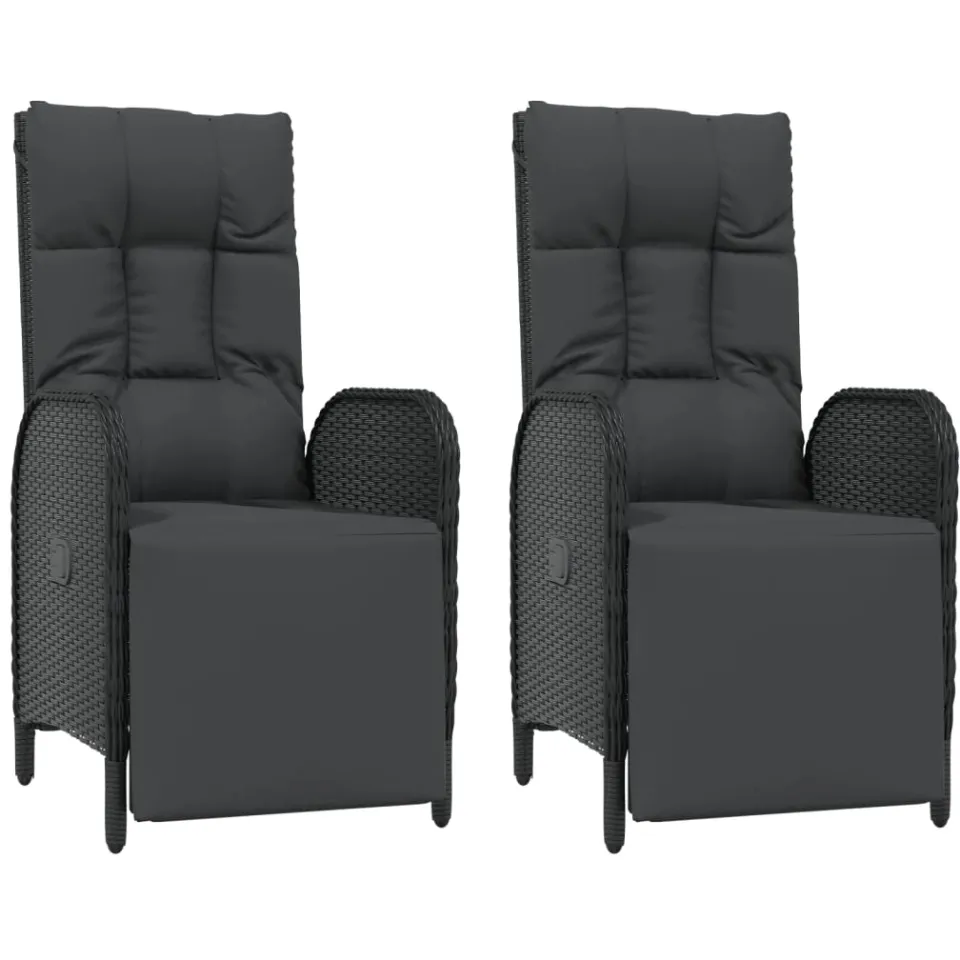 vidaXL 3-delige Tuinset met kussens poly rattan zwart, foto 3