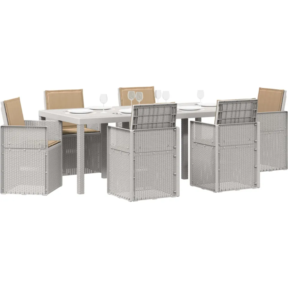 vidaXL Tuin eettafelset 7 st Wit en Taupe PP