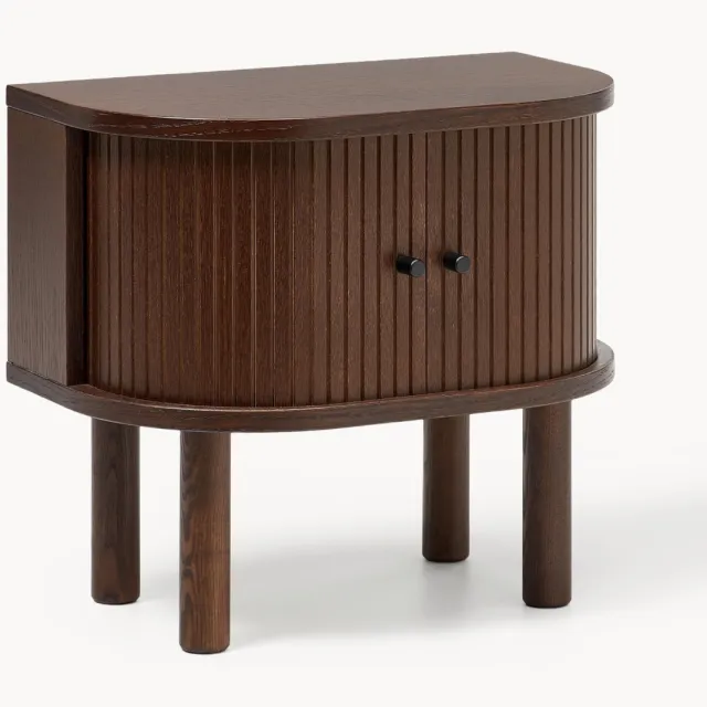 Westwing Collection Nachtkastje Calary met gefacetteerde voorkant bruin