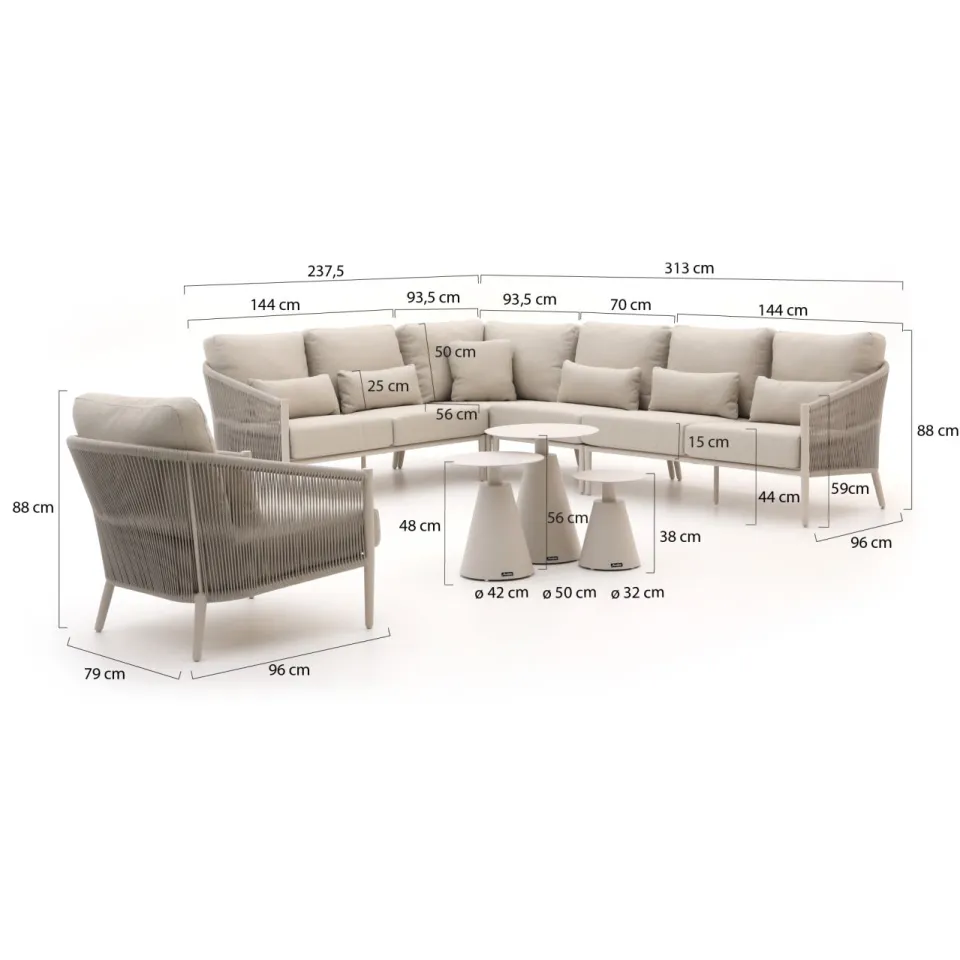 Bellagio tuinmeubelen Bellagio Mineo/Tusa hoek loungeset 8-delig links taupe, foto 2