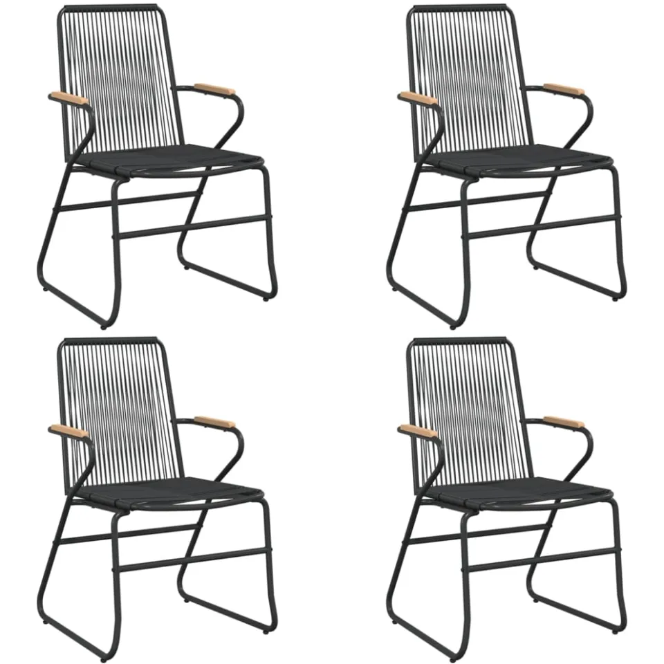 vidaXL 5-delige Tuinset PVC-rattan zwart