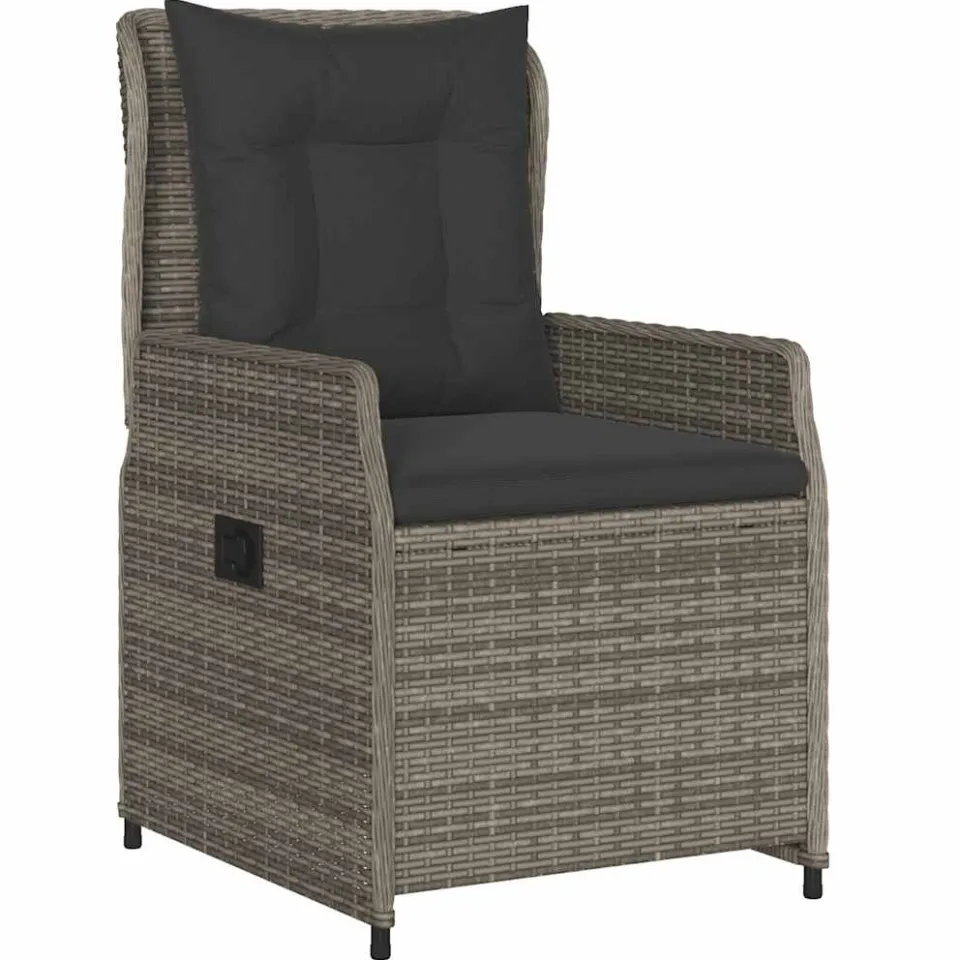 vidaXL 9-delige Tuinset met kussens poly rattan grijs