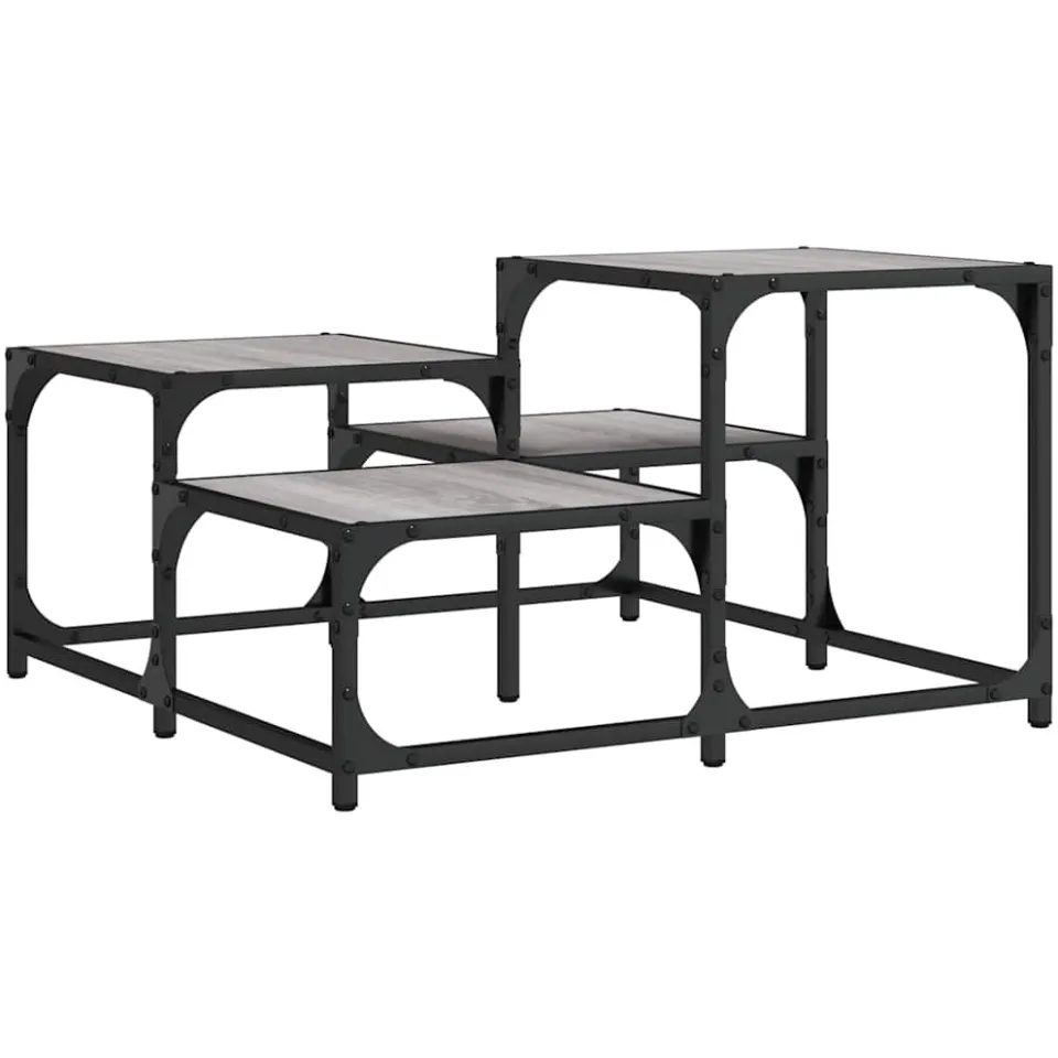 vidaXL Salontafel 68x68x40 cm bewerkt hout grijs sonoma eikenkleurig, foto 3
