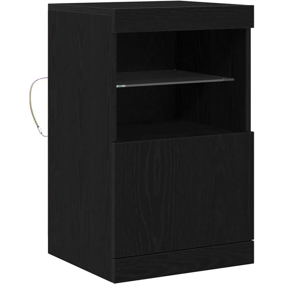 vidaXL LED Sideboard Zwart Eiken 41 x 37 x 67 cm Bewerkt hout, foto 3