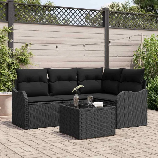 vidaXL Tuin Sofa Set Zwart poly rattan, foto 2