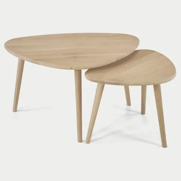 Jelsan Hout Jelsan Orin Salontafelset 2-delig Massief Eiken Kiezelvorm 50 en 70 cm