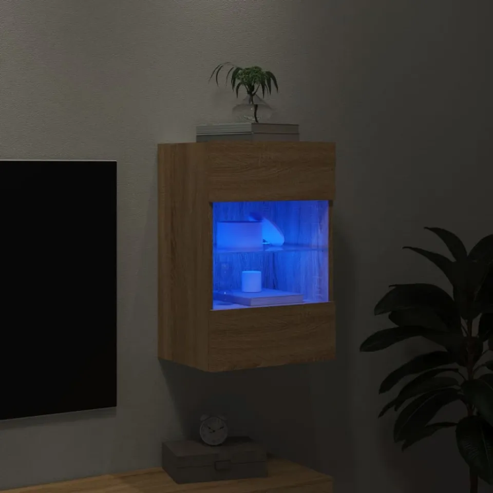 vidaXL Tv-wandmeubel met LED-verlichting 40x30x60,5 cm sonoma eiken, foto 4