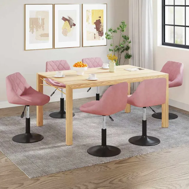 vidaXL Eetkamerstoelen draaibaar 6 st fluweel roze