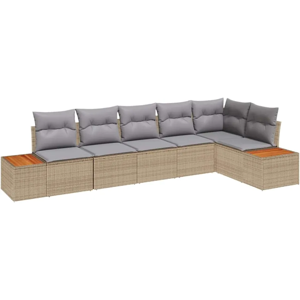 vidaXL Tuinbankenset 6 st Beige Poly riet