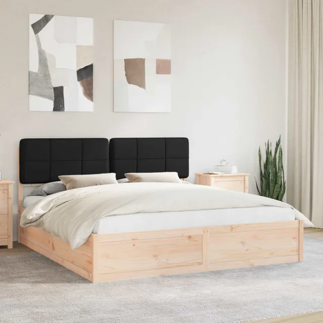 vidaXL Bedframe met Gevoerd Hoofdgedeelte Zwart 180 x 200 cm