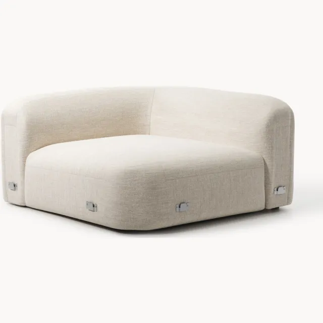 Westwing Collection Afgeronde hoekmodule Wolke van bouclé Beige
