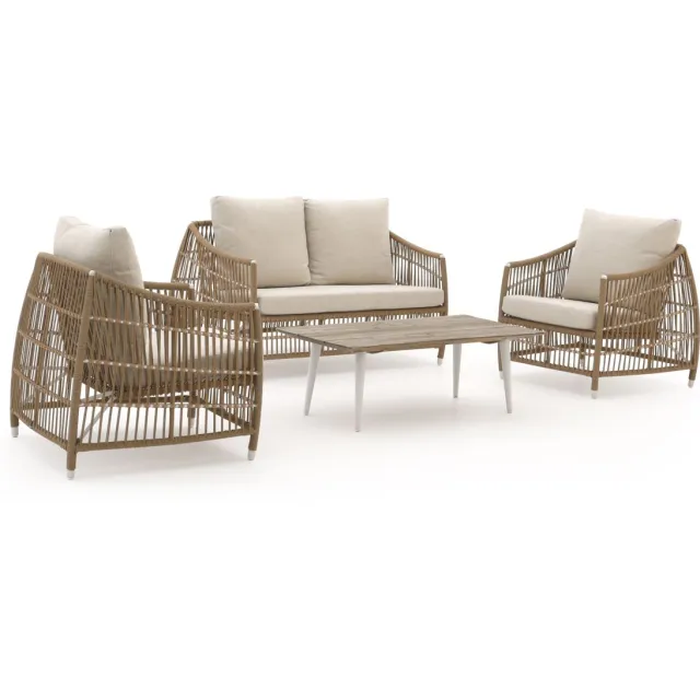 Manifesto Furniture Manifesto Ortello/ROUGH-K stoel-bank loungeset 4-delig 4-zits Wit