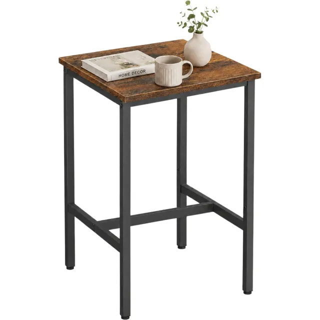 Acaza Bartafel - Keukentafel - 60 x 60 x 92 cm (L x B x H) - Vintage Bruin / Zwart - Bartafel Keuken - Tafel - Keuken Tafel - Bijzettafel Vierkant - Eetkamer - Tafel - Bartafel voor Barkrukken - Eettafel - Bartafel