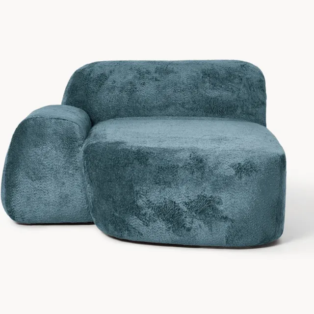 Westwing Collection Teddy bouclé chaise-hoekmodule Wolke Turquoise