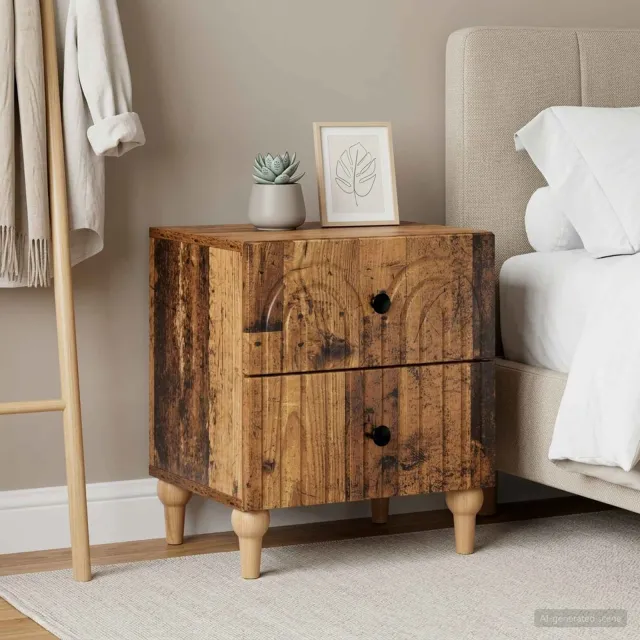 vidaXL Nachtkastje 2 st Oud hout 43 x 34,5 x 48 cm Bewerkt hout bruin, foto 2