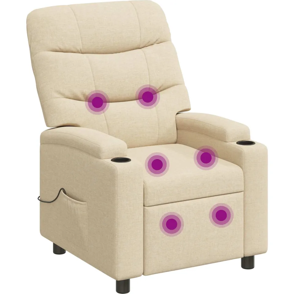 vidaXL Massage-relaxstoel Crèmekleurig 75 x 93 x 102 cm Stof