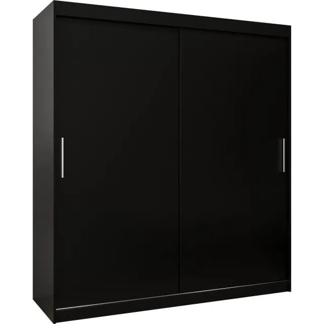InspireME Kledingkast met 2 schuifdeuren, Modern-stijl, Kledingkast met planken (BxHxD): 180x200x62 - TORM 180 Zwart Mat met 4 lades