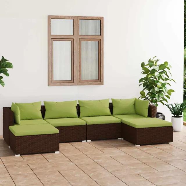 vidaXL 6-delige Loungeset met kussens poly rattan bruin, foto 2