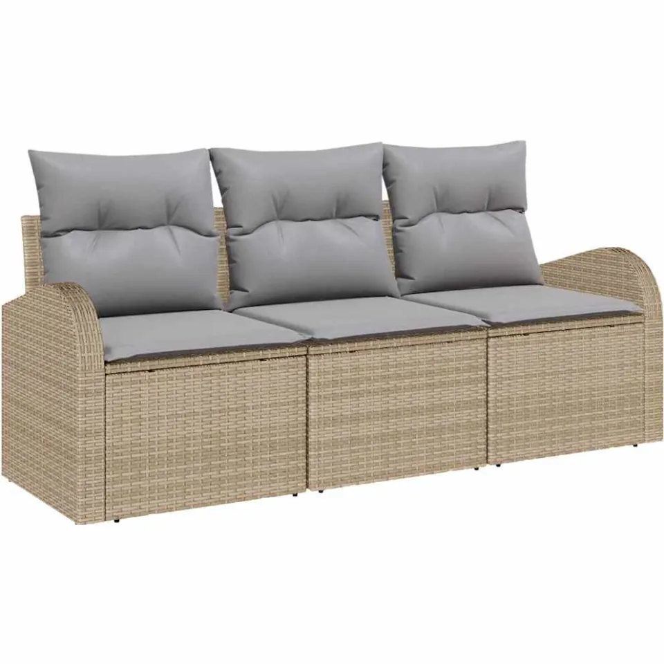vidaXL Tuin Sofa Set Beige poly rattan
