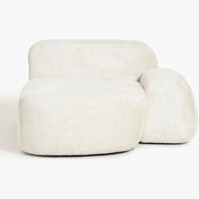 Westwing Collection Teddy bouclé chaise-hoekmodule Wolke wit