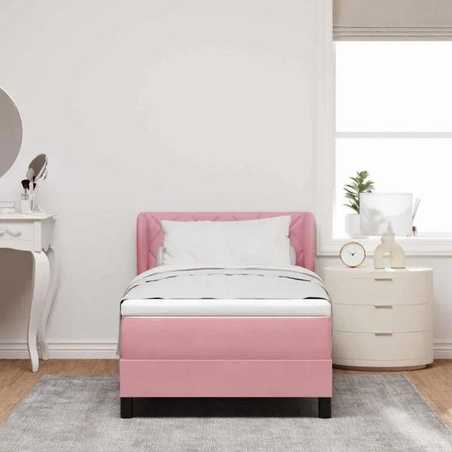 vidaXL Boxspringbed met hoofdeinde Roze 90 x 200 cm Fluweel