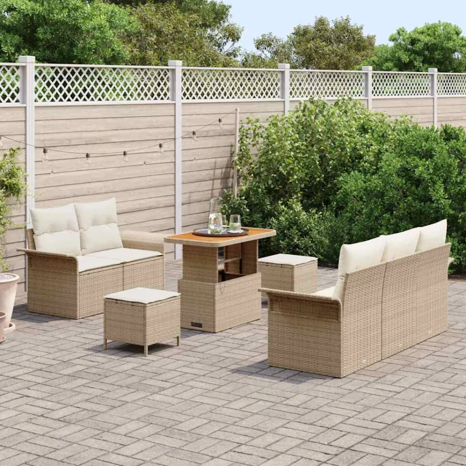 vidaXL Tuinbankenset 8 st Beige poly rattan, foto 3